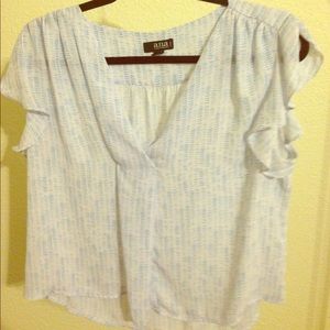 Ana white and blue chiffon top